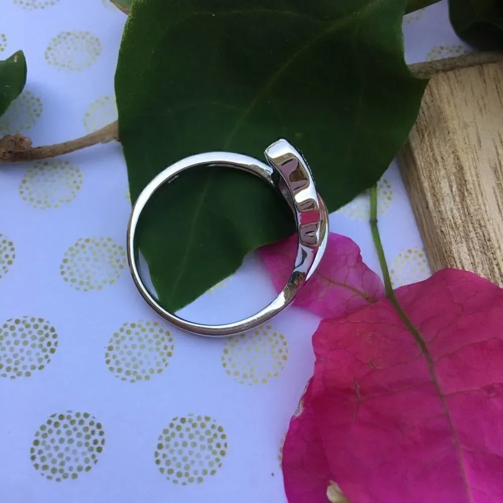 Micro Pave Cz Diamond Leaf Sterling Silver Ring Size 11